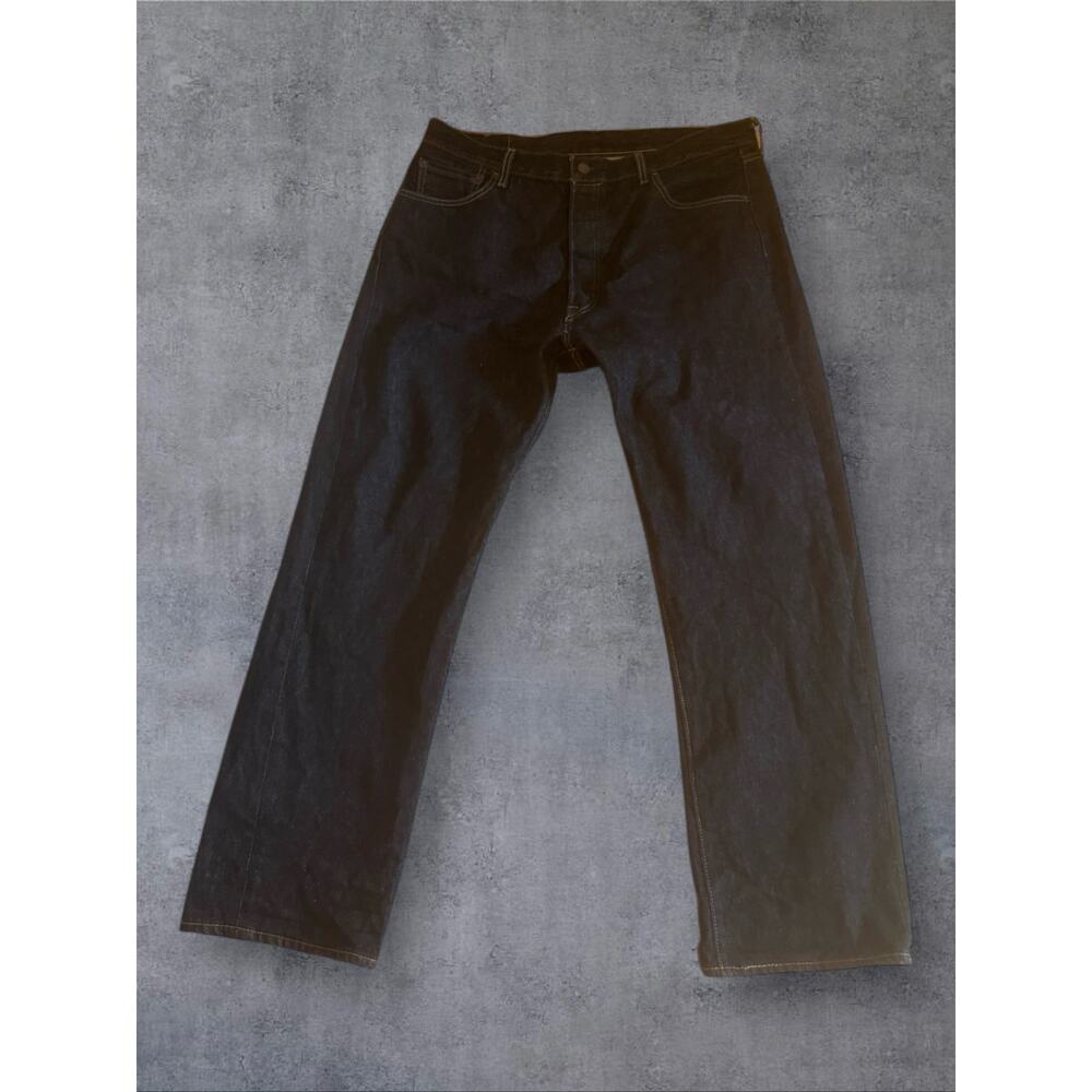 Vintage Levis 501 Jeans Mens 38 Black Denim Button Fly Straight MEX 2000 Y2K